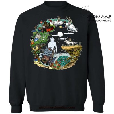 Studio Ghibli Movies In Circle Sweatshirt Black / S