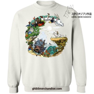 Studio Ghibli Movies In Circle Sweatshirt White / S