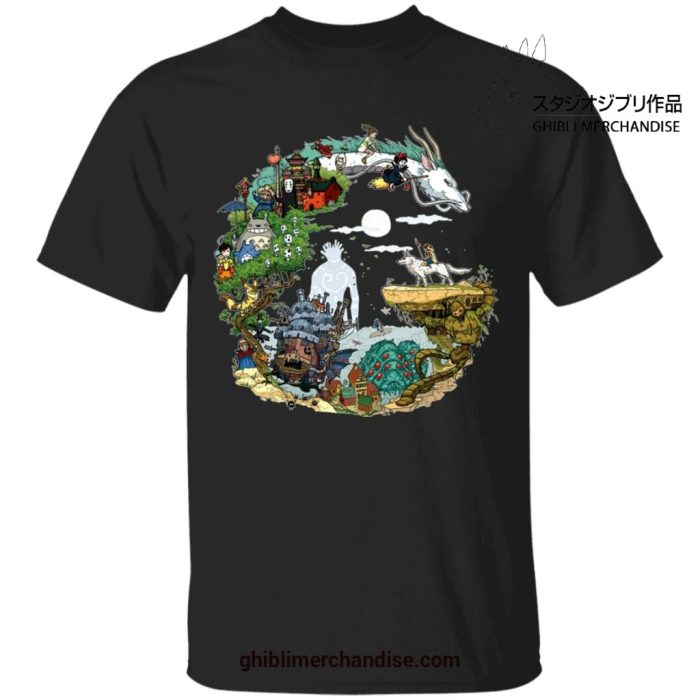 Studio Ghibli Movies In Circle T-Shirt Black / S