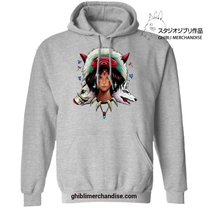 The Wolf Princess Mononoke Hoodie Gray / S