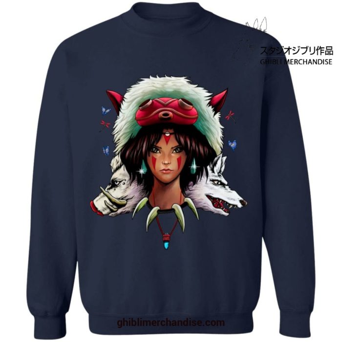 The Wolf Princess Mononoke Sweatshirt Navy Blue / S