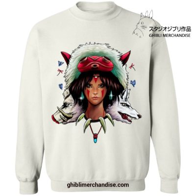 The Wolf Princess Mononoke Sweatshirt White / S