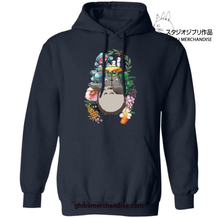 Totoro Umbrella With Friends Hoodie Navy Blue / S