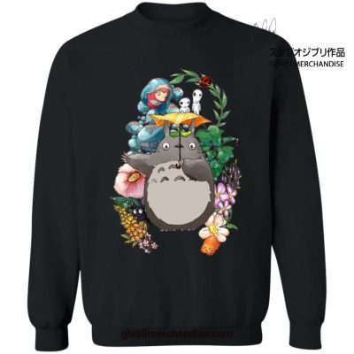 Totoro Umbrella With Friends Sweatshirt Black / S