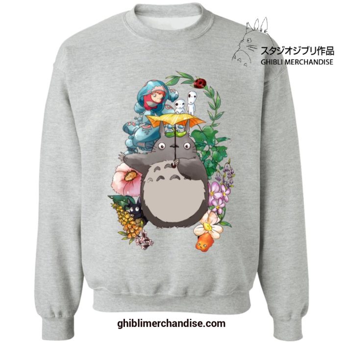 Totoro Umbrella With Friends Sweatshirt White / S