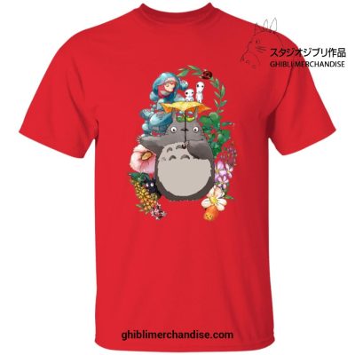 Totoro Umbrella With Friends T-Shirt Red / S