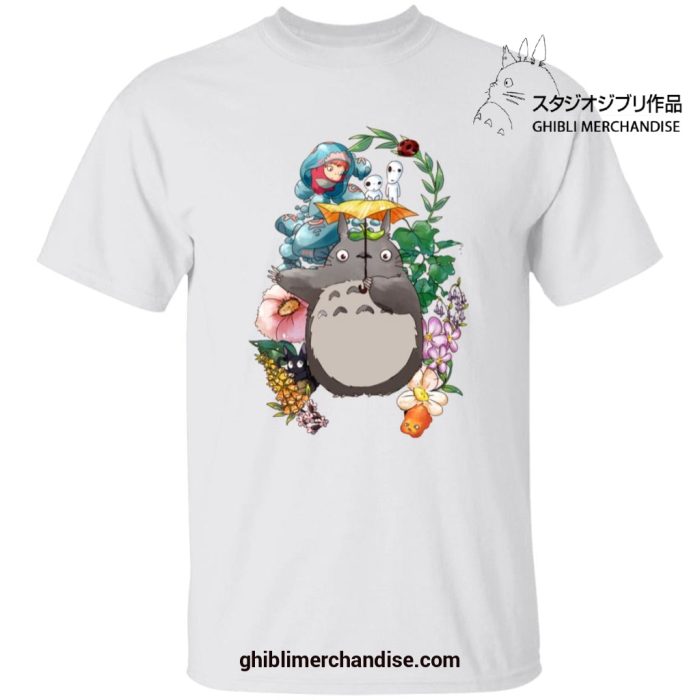 Totoro Umbrella With Friends T-Shirt White / S