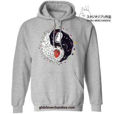 Ying Yang Princess Mononoke And No Face Hoodie Gray / S