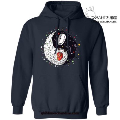 Ying Yang Princess Mononoke And No Face Hoodie Navy Blue / S