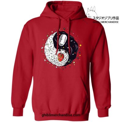 Ying Yang Princess Mononoke And No Face Hoodie Red / S