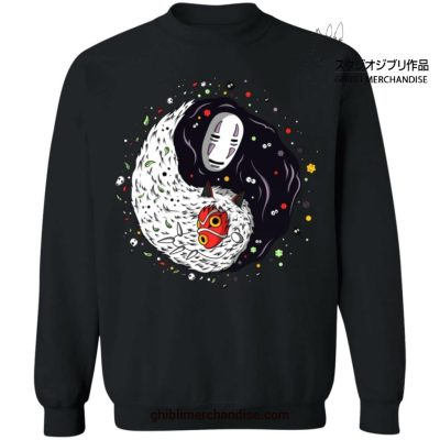 Ying Yang Princess Mononoke And No Face Sweatshirt Black / S