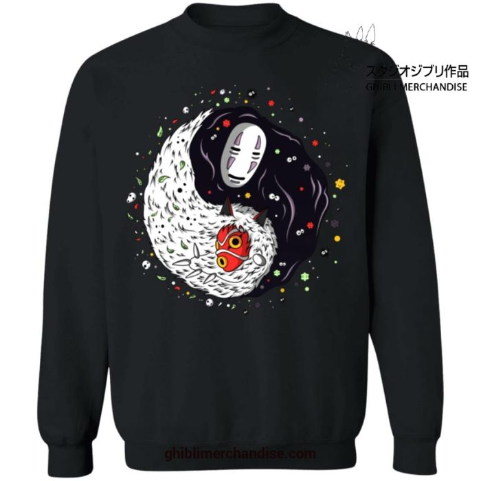 Ying Yang Princess Mononoke And No Face Sweatshirt Black / S