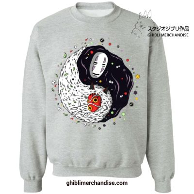 Ying Yang Princess Mononoke And No Face Sweatshirt Gray / S