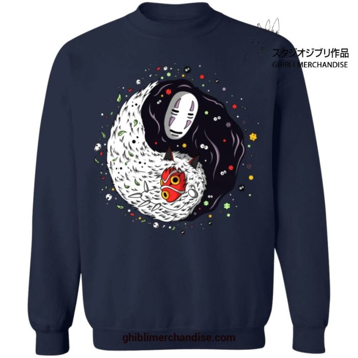 Ying Yang Princess Mononoke And No Face Sweatshirt Navy Blue / S