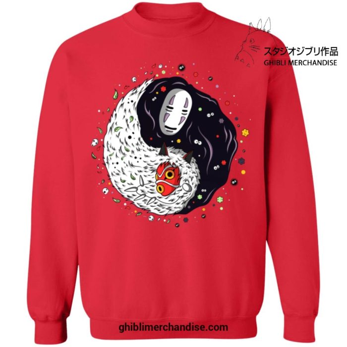 Ying Yang Princess Mononoke And No Face Sweatshirt Red / S