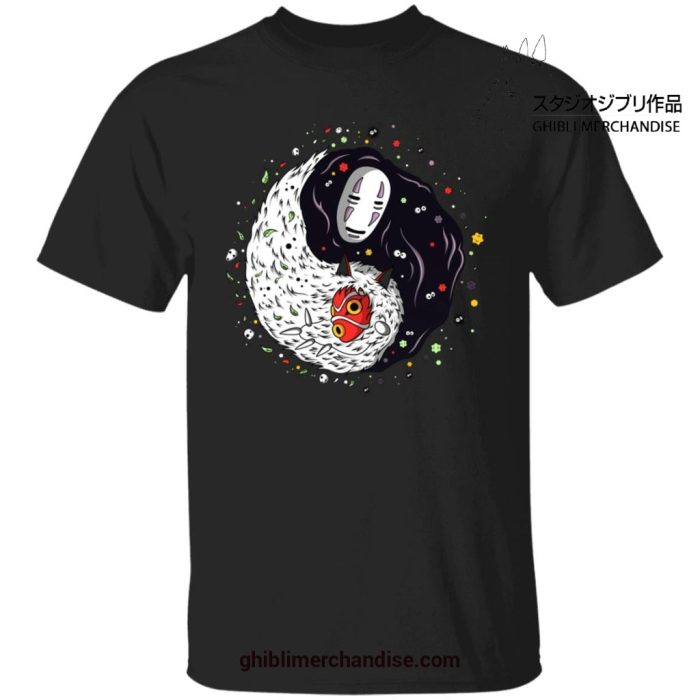 Ying Yang Princess Mononoke And No Face T-Shirt Black / S