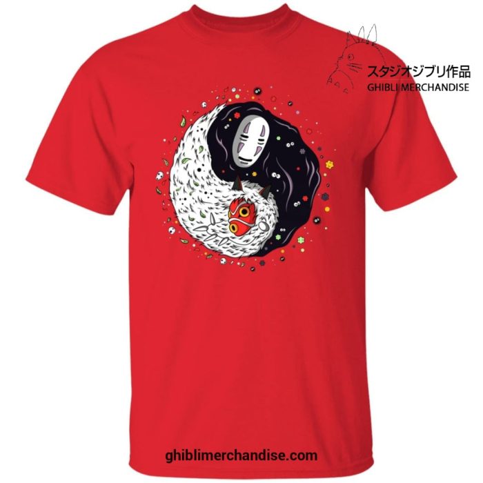 Ying Yang Princess Mononoke And No Face T-Shirt Red / S