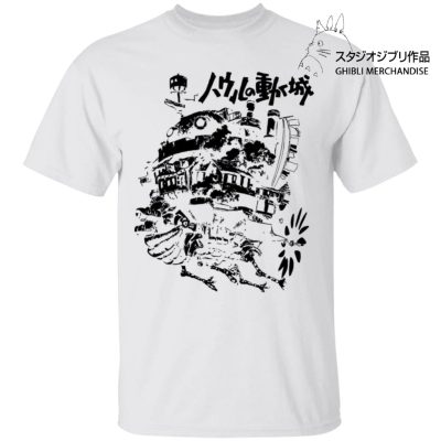 Howl's Castle in Black and White T Shirt