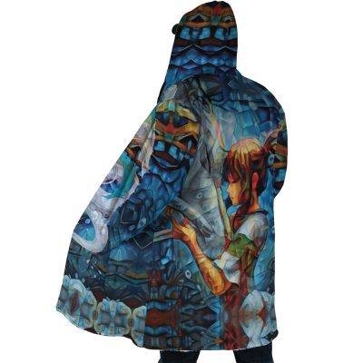 Trippy Spirited Away SG AOP Hooded Cloak Coat SIDE Mockup - Studio Ghibli Store