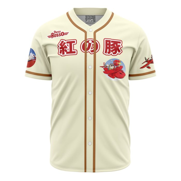 Porco Rosso SG AOP Baseball Jersey FRONT Mockup 1 - Studio Ghibli Store