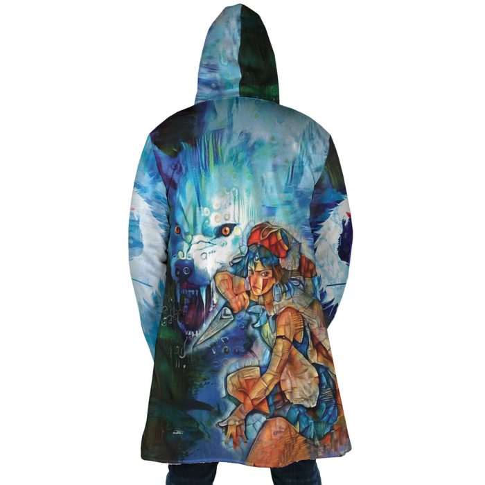 Raging Princess Mononoke SG AOP Hooded Cloak Coat BACK Mockup 1 - Studio Ghibli Store