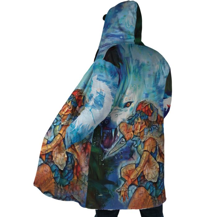 Raging Princess Mononoke SG AOP Hooded Cloak Coat SIDE Mockup 1 - Studio Ghibli Store