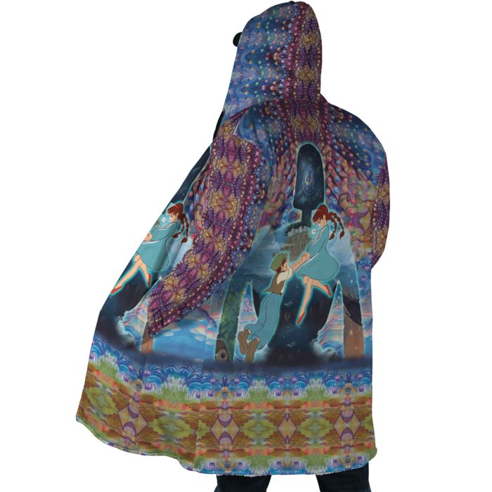 Trippy Castle in the Sky SG AOP Hooded Cloak Coat SIDE Mockup 1 - Studio Ghibli Store