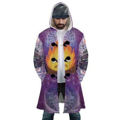 Trippy Howls Moving Castle SG AOP Hooded Cloak Coat FRONT Mockup 1 - Studio Ghibli Store