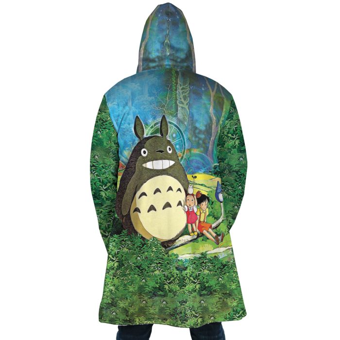 Trippy My Neighbor Totoro SG AOP Hooded Cloak Coat BACK Mockup 1 - Studio Ghibli Store