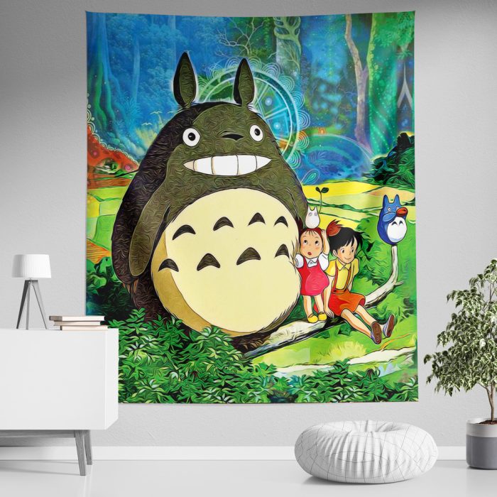 Trippy My Neighbor Totoro SG Vertical Wall Tapestry Main Mockup 1 - Studio Ghibli Store