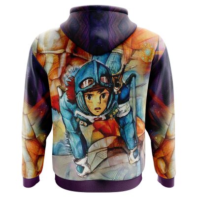 Trippy Nausicaa of the Valley of the Wind Studio Ghibli AOP Hoodie 3D BACK Mockup 1 - Studio Ghibli Store