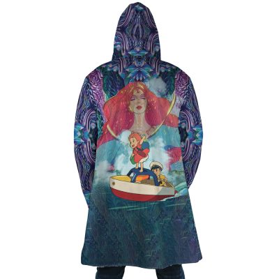 Trippy Ponyo SG AOP Hooded Cloak Coat BACK Mockup 1 - Studio Ghibli Store