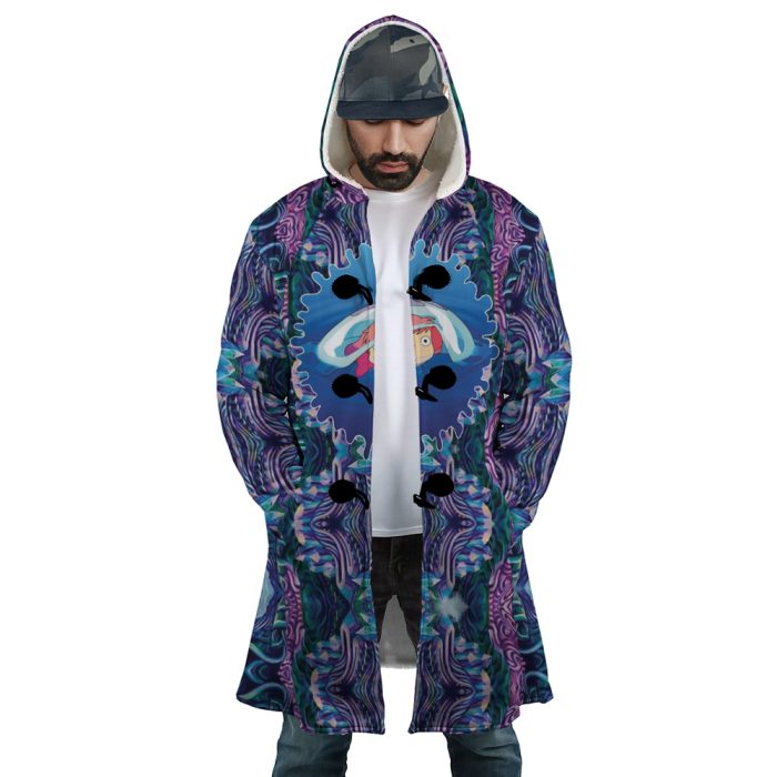 Trippy Ponyo SG AOP Hooded Cloak Coat FRONT Mockup 1 - Studio Ghibli Store