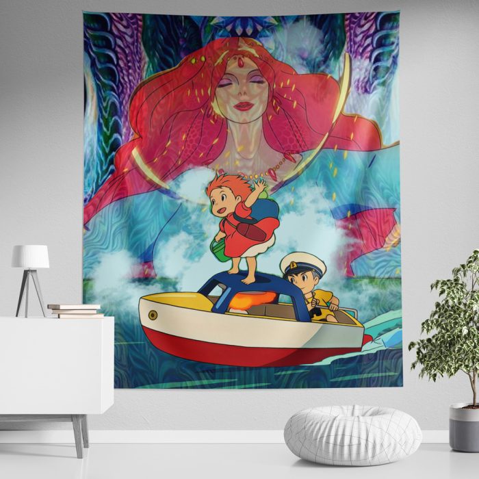 Trippy Ponyo SG Vertical Wall Tapestry Main Mockup 1 - Studio Ghibli Store