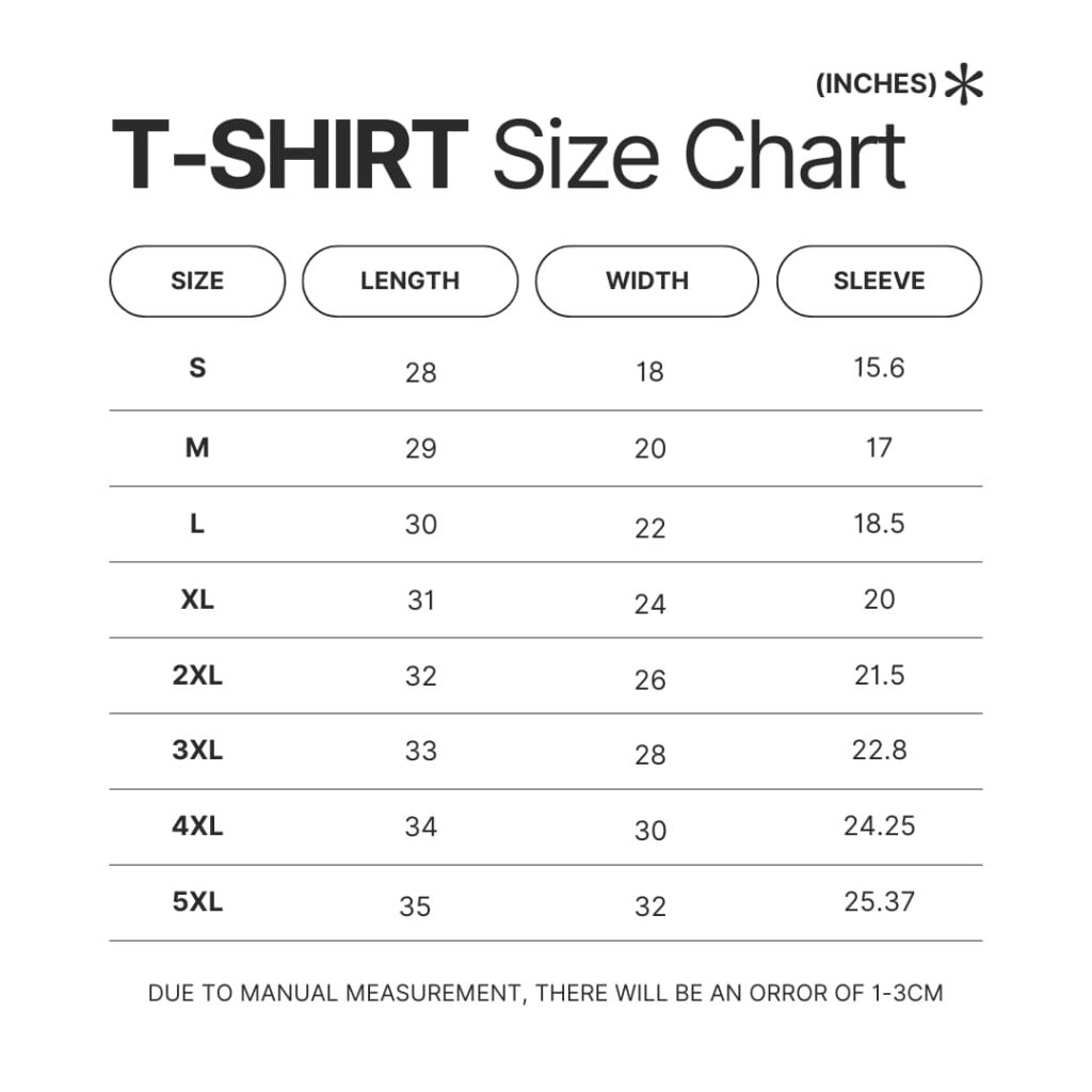 3D T shirt Size Chart - Studio Ghibli Store