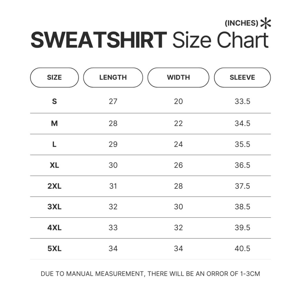 Sweatshirt Size Chart - Studio Ghibli Store